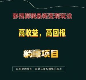影视剪辑最新变现玩法，高收益，高回报，躺Z项目【揭秘】-大东资源库