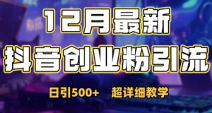 最新公开：12月份抖音日引500+创业粉秘籍-大东资源库