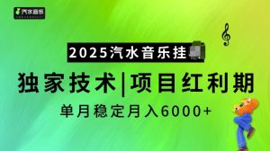 2025汽水音乐挂JI项目，独家最新技术，项目红利期稳定月入6000+-大东资源库