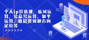 个人ip打造课，私域运营，公众号运营，知乎运营，底层逻辑和方向定位等-大东资源库