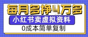 小红书虚拟资料项目，0成本简单复制，每个月多挣1W【揭秘】-大东资源库