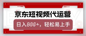 京东带货代运营，2025年翻身项目，只需上传视频，单月稳定变现8k【揭秘】-大东资源库