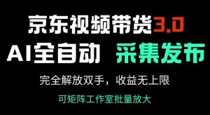 京东视频带货3.0，Ai全自动采集+自动发布，完全解放双手，收入无上限-大东资源库