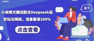 小说推文搬运配合Deepseek设定玩法揭秘，流量暴涨100%-大东资源库