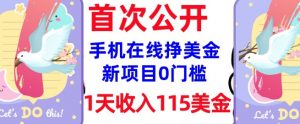 在线挣美金新项目，0门槛，1天收入115美刀，无脑操作，真正被动收入-大东资源库