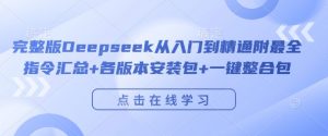 完整版Deepseek从入门到精通附最全指令汇总+各版本安装包+一键整合包-大东资源库