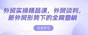外贸实操精品课，外贸谈判，新外贸形势下的全网营销-大东资源库