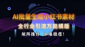 AI批量生成小红书素材，全行业引流万能模版，矩阵操作，加爆微信-大东资源库