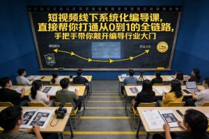 短视频线下系统化编导课，直接帮你打通从0到1的全链路，手把手带你敲开编导行业大门-大东资源库