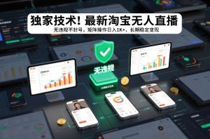 独家技术！最新淘宝无人直播：无违规不封号，矩阵操作日入1K+，长期稳定变现【揭秘】-大东资源库