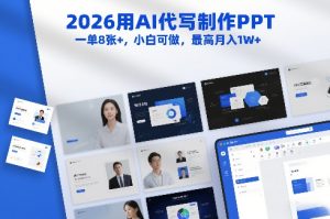 2026用AI代写制作PPT，一单8张+，小白可做，最高月入1W+-大东资源库
