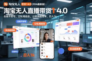 淘宝无人直播带货14.0（2026最新版）：合规不封号，公私域结合，玩法超简单，日入1k+【揭秘】-大东资源库