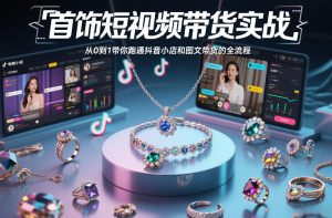 首饰短视频带货实战，从0到1带你跑通抖音小店和图文带货的全流程-大东资源库
