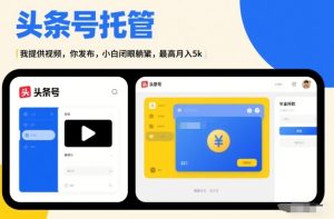 头条号AI托管，我提供视频，你发布，小白闭眼躺賺，最高月入5k+【揭秘】-大东资源库