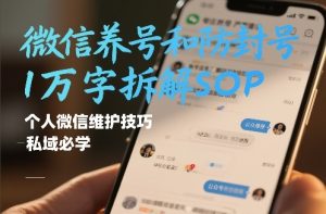 微信养号和防封号1万字拆解SOP，个人微信维护技巧，私域必学【文档】-大东资源库