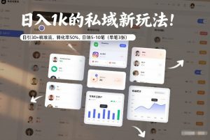 日入1k的私域新玩法：日引30+精准流，转化率50%，日销5-10笔（单笔3张）-大东资源库