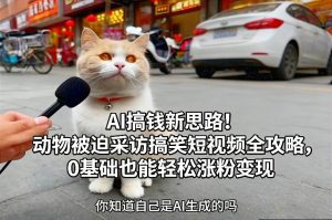 AI搞钱新思路！动物被迫采访搞笑短视频全攻略，0基础也能轻松涨粉变现-大东资源库