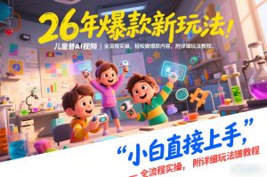 26年爆款新玩法，儿童科普AI视频，全流程实操，轻松做爆款内容，小白直接上手，附详细玩法教程-大东资源库