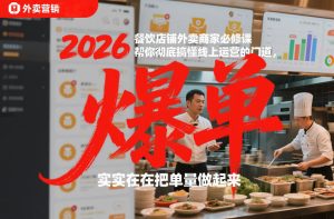 2026餐饮店铺外卖商家必修课，帮你彻底搞懂线上运营的门道，实实在在把单量做起来-大东资源库