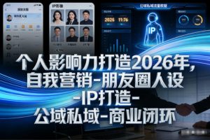个人影响力打造2026年，自我营销-朋友圈人设-IP打造-公域私域-商业闭环-大东资源库