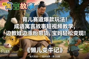 育儿赛道爆款玩法！成语寓言故事短视频教学，边教娃边涨粉带货，宝妈轻松变现！-大东资源库