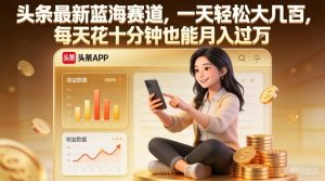 头条最新蓝海赛道，一天轻松大几张，每天花十分钟也能月入过1W【揭秘】-大东资源库