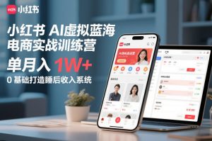 小红书AI虚拟蓝海电商实战训练营，单月入1W+，0基础打造睡后收入系统-大东资源库