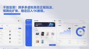 不割韭菜！拼多多虚拟类目正规玩法，矩阵化扩张，稳定日入1K教程【揭秘】-大东资源库