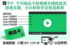 千川商品卡短视频全域投放及搭建实操，小白轻松学会投流教程（更新26年2月）-大东资源库