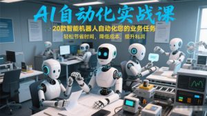 AI自动化实战课：20款智能机器人自动化您的业务任务，轻松节省时间，降低成本，提升利润-大东资源库