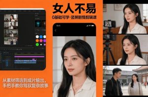 0基础可学！《女人不易》竖屏剧情剪辑课，从素材筛选到成片输出，手把手教你驾驭复杂故事-大东资源库