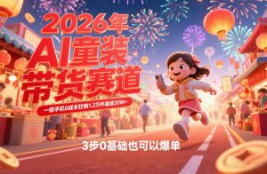 AI童装新春带货赛道，一部手机0成本狂销1.2万件喜提20W+，3步0基础也可以爆单-大东资源库